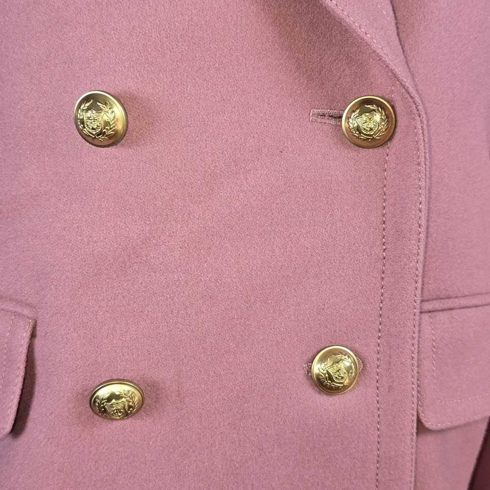 J.Crew Italian Melton Wool Cropped Peacoat Old Money Double Breasted Blazer Sz.2 - Picture 5 of 16